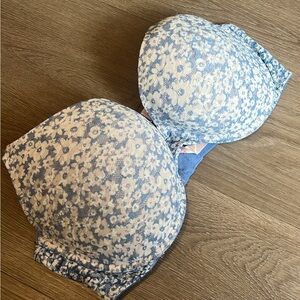 PINK Victoria's Secret Blue Floral Bra push-up 38DD